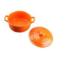 Qingsm High Temperature Resistance Ceramics Solid Color Cute Casserole 2.2L (light blue) N5