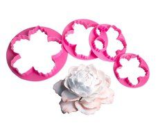 FOUR-C Cake Supplies Decor Fondant Cutters Sugarpaste Cutters A Set Of Peony Cutter for Cupcake Color Red