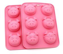 [Set of 2] Zicome 6 Cavities Pig Silicone Cake Baking Mold Handmade Soap Moulds Cake Pan Muffin Cups Biscuit Chocolate...