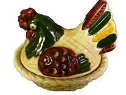 Metlox Poppytrail California Provincial Nesting Hen Rooster Covered Casserole Dish