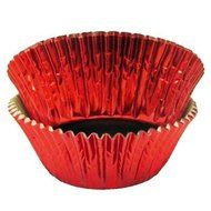 CLEARANCE FREE STANDARD SHIPPING - 24 Foil Baking Cups - Red - for Muffins / Cupcakes / Cake Pops - We Ship Within...