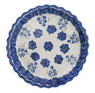 Classic Boleslawiec, Polish Pottery Hand Painted Ceramic Round Pie Dish 100-U-001 N2