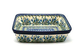 Polish Pottery Baker - Rectangular - Medium - Blue Bells