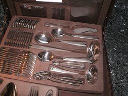 SWISS Casseroles Cookware set - Flatware set - RETAIL $4950 - Dinnerware Dinner set Warranty Cutlery Silverware... N7