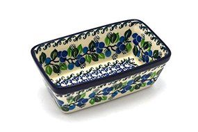 Polish Pottery Baker - Mini Loaf Pan - Blue Berries