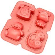 Freshware CB-900RD 4-Cavity Fun Shape Silicone Mold for Homemade Soap, Jello, Pudding, Cake, and More