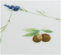 Pillivuyt Garrigue Square Baker, 8.75 inch, White/Lavender &amp; Olive foliage N2