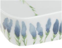 Pillivuyt Garrigue Square Baker, 8.75 inch, White/Lavender &amp; Olive foliage N3