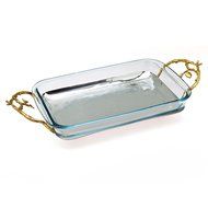 Godinger Silver Art Leaf 3-quart Stainless Steel Rectangular Baker Baking Dish With Gold-plated Handles