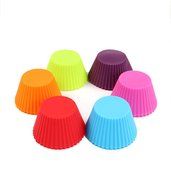 Pack of 10 Round Cupcake Silicone Mold Pan 2.7"x1.7"x1.3" Color At Random N2