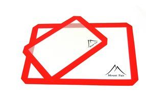 Premium Non Stick Silicone Baking Mats Set-2 Pack with 5 Kitchen Utensils + Zester/Grater Red N2