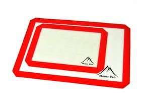 Premium Non Stick Silicone Baking Mats Set-2 Pack with 5 Kitchen Utensils + Zester/Grater Red N5