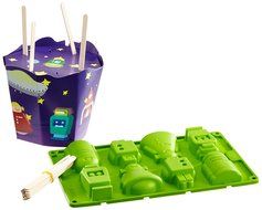 Birkmann RoboPops Robot Shaped Silicone Mold for Small Cakes on a Stick N2