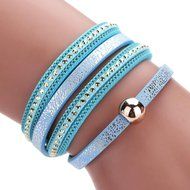 AutumnFall Women Bohemian Bracelet Woven Braided Handmade Wrap Cuff Magnetic Clasp (Gray) N3