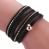 AutumnFall Women Bohemian Bracelet Woven Braided Handmade Wrap Cuff Magnetic Clasp (Gray) N5