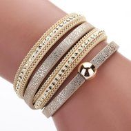 AutumnFall Women Bohemian Bracelet Woven Braided Handmade Wrap Cuff Magnetic Clasp (Gray) N7