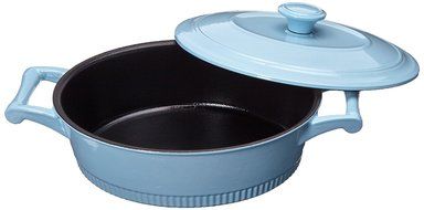 KitchenAid KCTI30CRGB Traditional Cast Iron Casserole Cookware, 3 quart - Glacier Blue N2