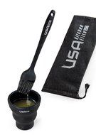 Silicone Basting Brush | Folding Cup | Storage Bag by USA Kitchen Elite | Silicone Bristles - Baste Food On The...