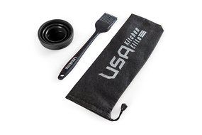 Silicone Basting Brush | Folding Cup | Storage Bag by USA Kitchen Elite | Silicone Bristles - Baste Food On The... N6