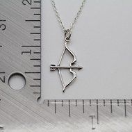 Bow and Arrow Necklace - Antique Silver - Archery Archer Charm Jewelry NEW N3