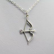 Bow and Arrow Necklace - Antique Silver - Archery Archer Charm Jewelry NEW N4