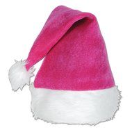 Beistle 1-Pack Pink Velvet Santa Hat with Plush Trim