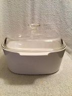 Vintage Corning Ware Winter White Five (5) Quart Casserole Baking Dish w/Dome Lid