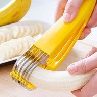 ASDOMO Banana Slicer Kitchen Banana Section Plastic Banana Slicer Chopper Fruit Cutter Cucumber Salad Stainless... N2