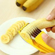 ASDOMO Banana Slicer Kitchen Banana Section Plastic Banana Slicer Chopper Fruit Cutter Cucumber Salad Stainless... N4