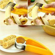 ASDOMO Banana Slicer Kitchen Banana Section Plastic Banana Slicer Chopper Fruit Cutter Cucumber Salad Stainless... N7