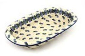 Polmedia Polish Pottery 13-inch Stoneware Oval Baker H6348B Hand Painted from Ceramika Artystyczna in Boleslawiec... N4