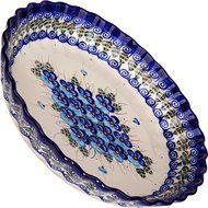 Polish Pottery Ceramika Boleslawiec, 1212/162, Pie Baker Small, 9 7/8 Inches in Diameter - 4 Cups, Royal Blue...