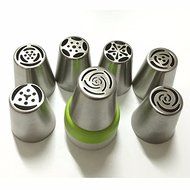 7PCS Stainless Steel Russian Tulip Icing Piping Nozzle + 1 Adaptor Converter Pastry Decorating Tips Cake Cupcake... N2