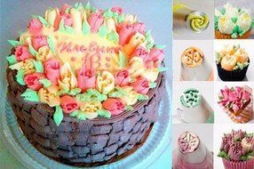 7PCS Stainless Steel Russian Tulip Icing Piping Nozzle + 1 Adaptor Converter Pastry Decorating Tips Cake Cupcake... N4