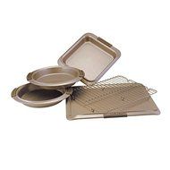 5-Piece Advanced Non-Stick, Bronze Nonstick Bakeware, Set with Silicone Grips