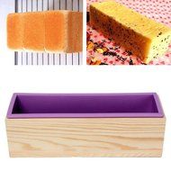 UNIHA Silicone Soap Mold Wooden Box DIY Tools Toast Loaf Baking Cake Molds(L)