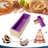 UNIHA Silicone Soap Mold Wooden Box DIY Tools Toast Loaf Baking Cake Molds(L) N8