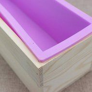 UNIHA Silicone Soap Mold Wooden Box DIY Tools Toast Loaf Baking Cake Molds(L) N17