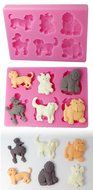 FOUR-C Silicone Cake Mold Pets Dogs Cake Embossing Mould Color Pink N2