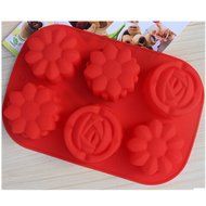 EVTECH(TM) 6 Cavity Flowers Style Silicone Gel Non Stick Cake Bread Mousse Biscuit Ice Pudding Mold Chocolate...