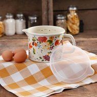 6-Cup Timeless Floral Decorated Enamel-On-Steel Measuring Pitcher with Lid,The Pioneer Woman