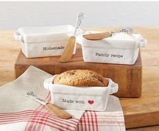 Mud Pie 4801009F "Family Recipe" Mini Loaf Server with Spreader, White N2