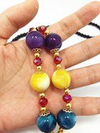 QTMY Cherry bead Choker Necklace long Chain Bohemian Jewelry with Pendant for teen girls N7