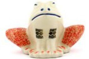 Polmedia Polish Pottery 4-inch Stoneware Frog Figurine H2261C Hand Painted from Ceramika Artystyczna in Boleslawiec... N2