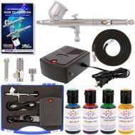 Complete CAKE DECORATING AIRBRUSH SYSTEM KIT w-Food Color Set, Air Compressor