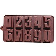 0-9 Number Chocolate Ice Lattice Mold Silicone Cake Mold Pan 8.6"x4.3"x0.78" Color At Random