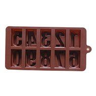 0-9 Number Chocolate Ice Lattice Mold Silicone Cake Mold Pan 8.6"x4.3"x0.78" Color At Random N2