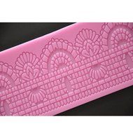 FOUR-C Decorating Supplies Silicone Lace Mat Sugar Mold for Cake Decorating Color Pink N3