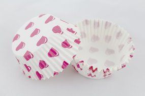 Heart Standara Size Paper Baking Cupcake Cups Pack of 100 Pcs