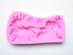 Longzang Santa Claus Sleigh Elk Silicone Mold Sugar Craft DIY Gumpaste Cake Decorating Clay